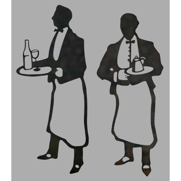 Metal Wall Art Bistro Waiter Silhouette Set Michael Alan Designs 2004 Decor 16" - Picture 1 of 5